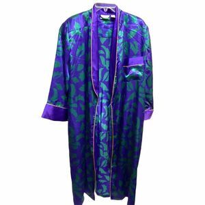 Vintage Victorias Secret Gold Label Purple Green Satin Robe Size M/L & Top Y2K